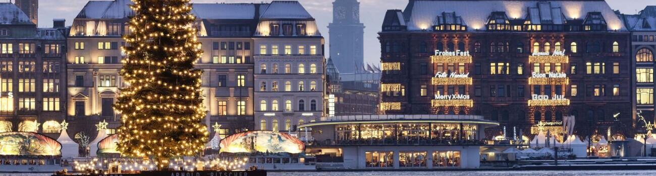 Das Bild zeigt eine winterliche Ansicht von Hamburg, der zweitgrößten Stadt Deutschlands, die auch als Stadtstaat ein eigenes Bundesland ist.