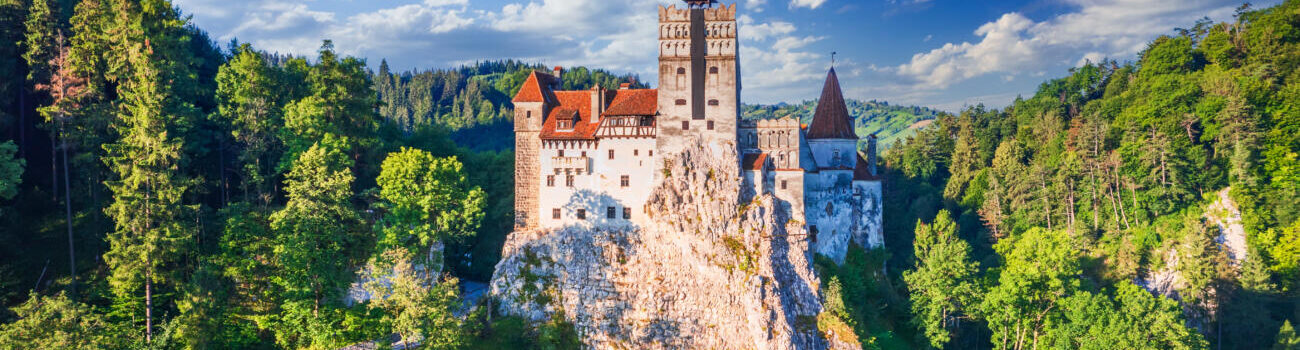 Bran Castle, Romania. Place of Dracula in Transylvania, Carpathian Mountains, romanian famous destination in Eastern Europe