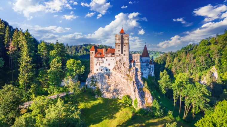 Bran Castle, Romania. Place of Dracula in Transylvania, Carpathian Mountains, romanian famous destination in Eastern Europe